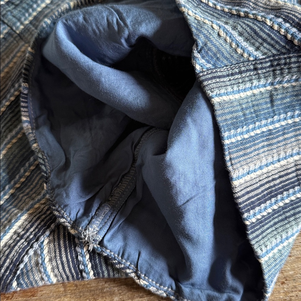 Free People blue striped woven cotton elastic waist wide leg pants size XS - Picture 9 of 9